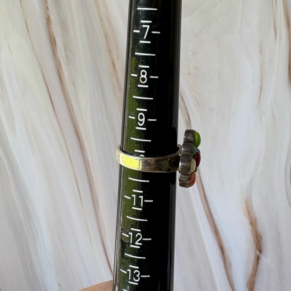 Vibrant Boho Rainbow Gem Statement Ring Size 10 - image 3